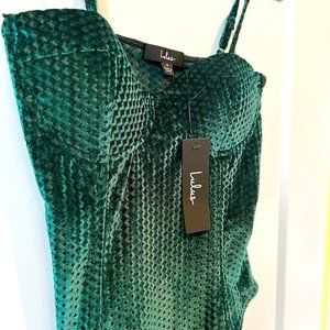Emerald Green Velvet Bustier Bodysuit